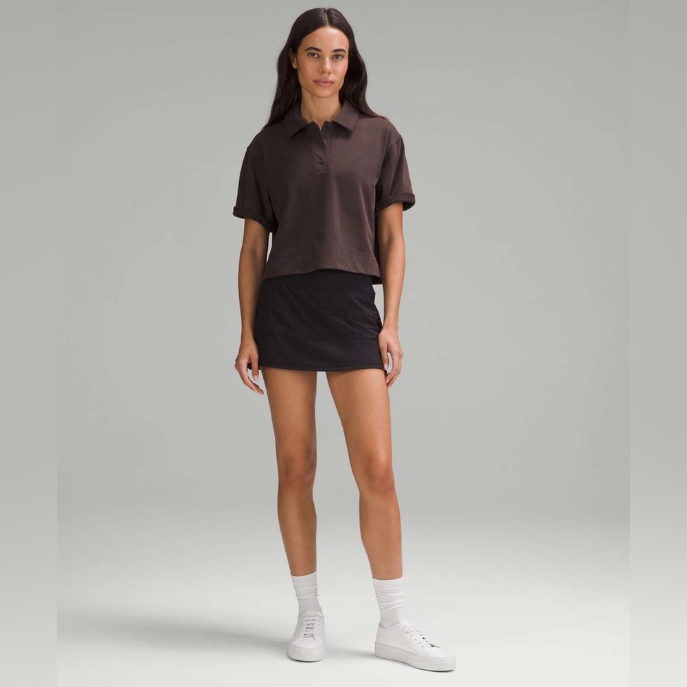 Lululemon Heavyweight Cotton Short-Sleeve Polo Shirt Espresso Women’s Size 8 - Picture 3 of 10